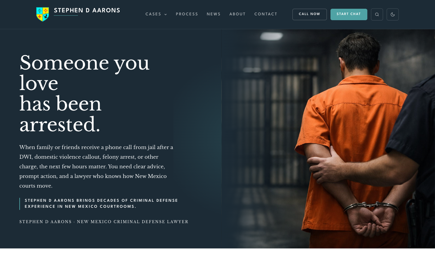 Homepage screenshot of Aarons Law Firm PC